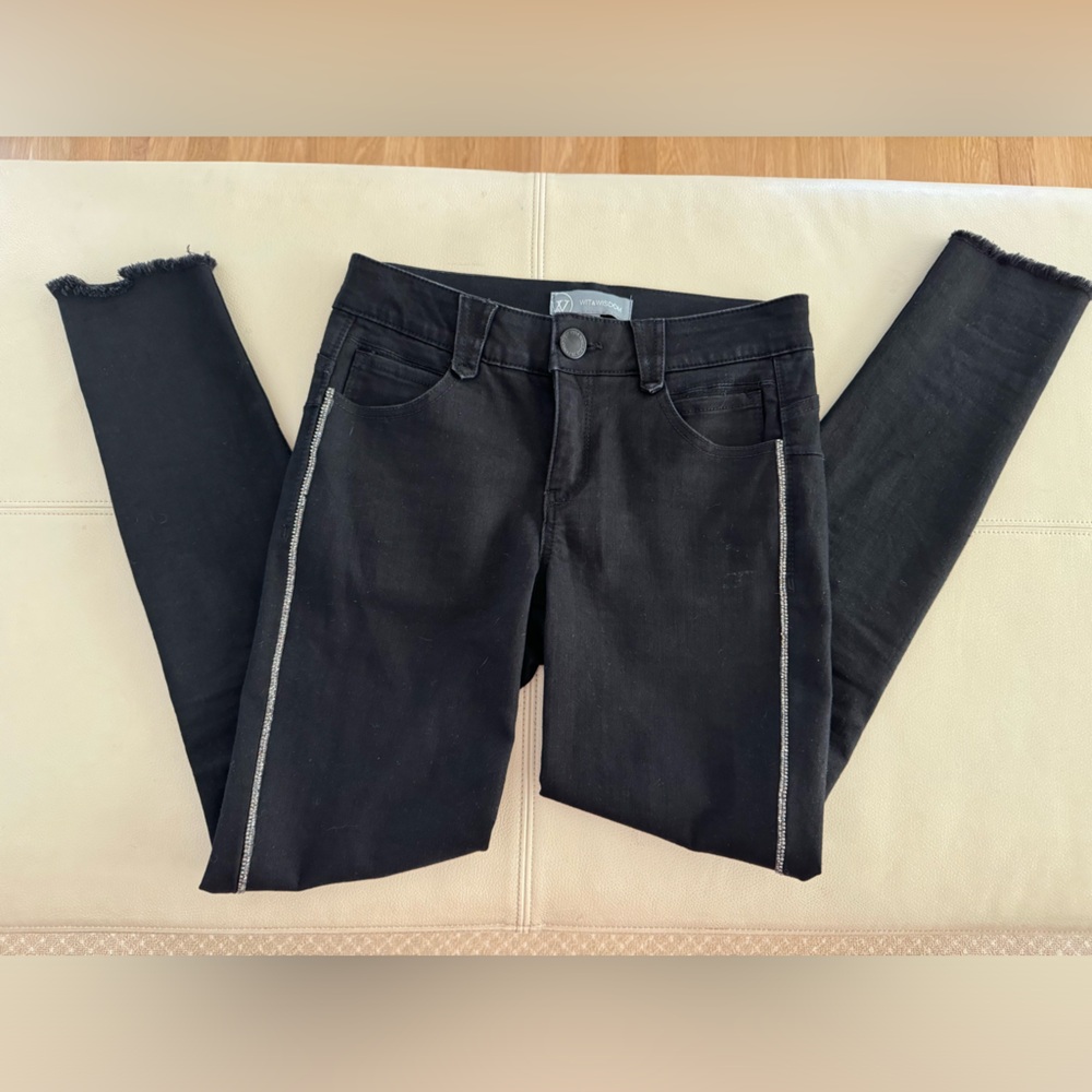 Wit & Wisdom black jeans with rhinestone detail on sides, Size 2